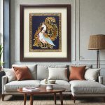 Royal Peacock Tanjore Painting with Gold Foil - Image 3