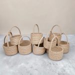Round Weave Moonj Handle Basket with Handle
